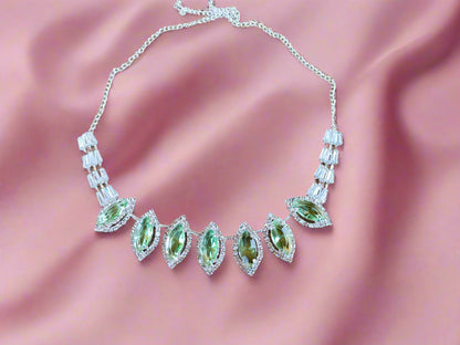 Enchanting Rhodium plated American diamond Necklace set