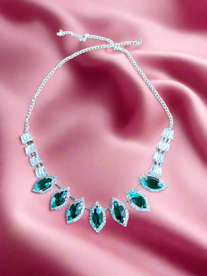 Enchanting Rhodium plated American diamond Necklace set