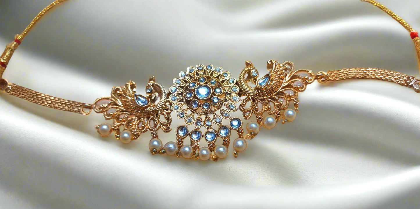 Stunning antique White Kundan studded Designer Peacock Style choker