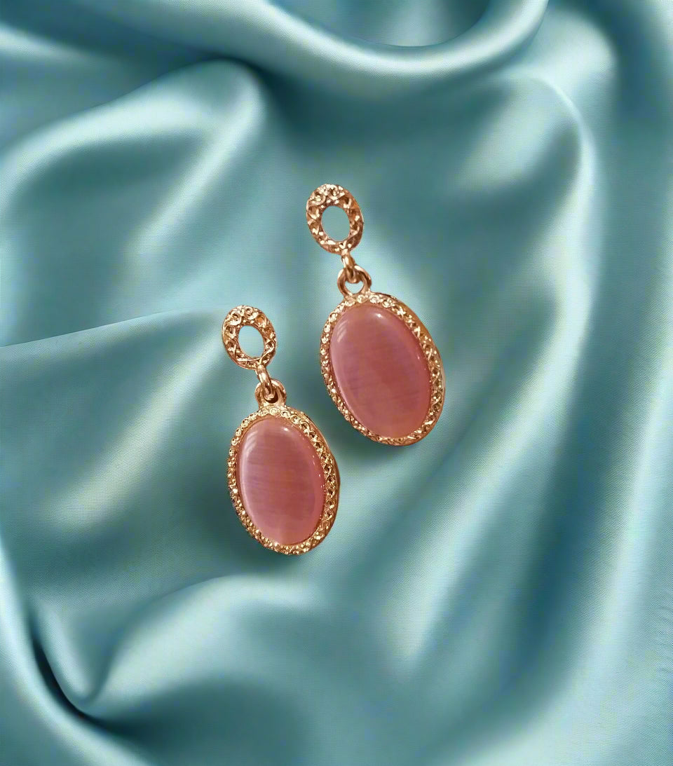 Dainty peach rosegold Stud Statement Earrings,  Teardrop Earrings, peach Earrings, Wedding Jewelry, Bridesmaid Gift BELK007f-PunnagaiDJ