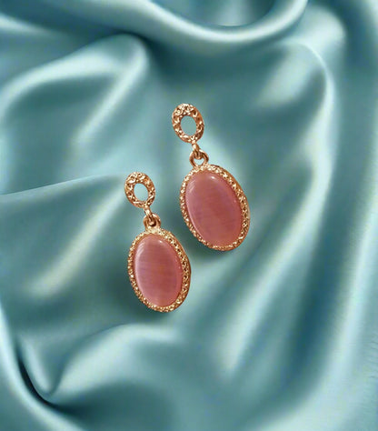 Dainty peach rosegold Stud Statement Earrings,  Teardrop Earrings, peach Earrings, Wedding Jewelry, Bridesmaid Gift BELK007f-PunnagaiDJ